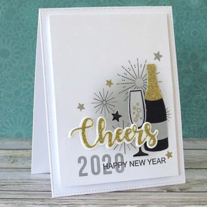 Celebrating Theme Champagne Wineglass Theme Clear Stamp and Dies Set