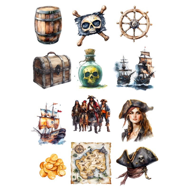 Seafaring Treasure Series Rub On Sticker Transfer Sticker For Crafts