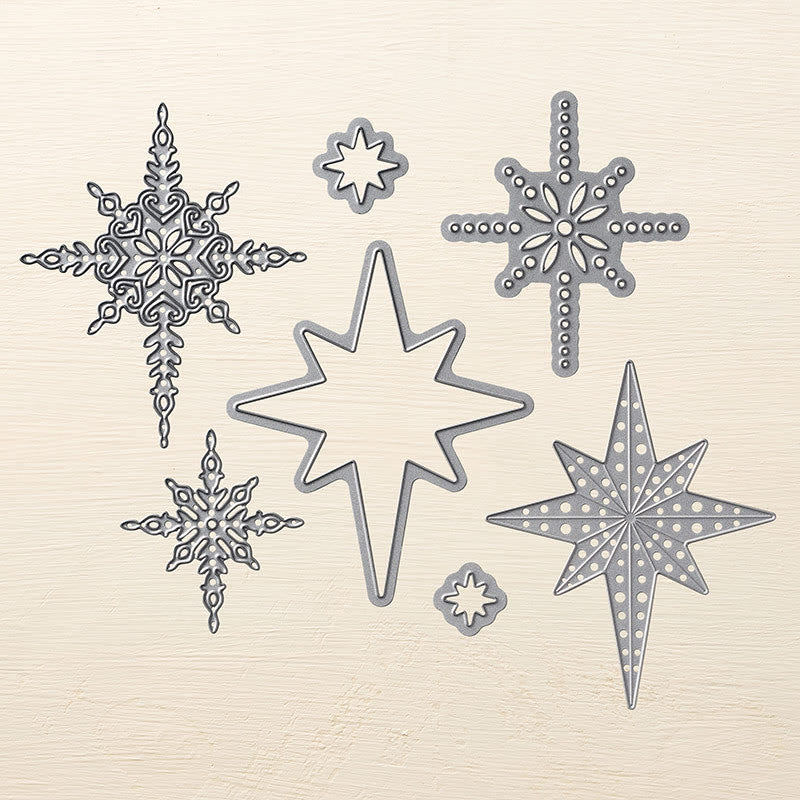 Snowflake Star Silicone Clear Stamps and Metal Cutting Dies Set