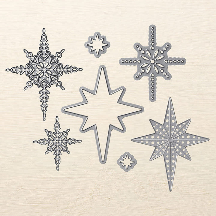 Snowflake Star Silicone Clear Stamps and Metal Cutting Dies Set