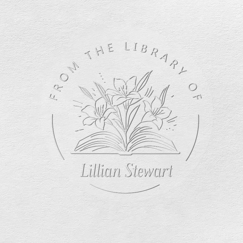 Personalized Blooming Lily Book Embosser With Name For Writers