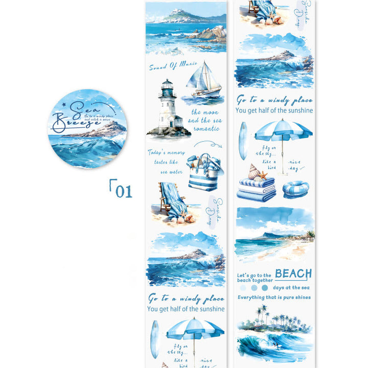 Sea Breeze Series View of Beach PET Rolls Tape Sticker Scrapbooking Supples