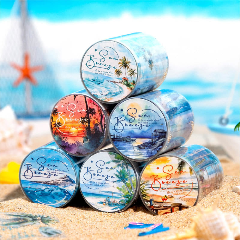 Sea Breeze Series View of Beach PET Rolls Tape Sticker Scrapbooking Supples