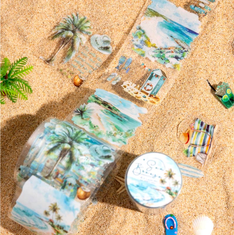 Sea Breeze Series View of Beach PET Rolls Tape Sticker Scrapbooking Supples