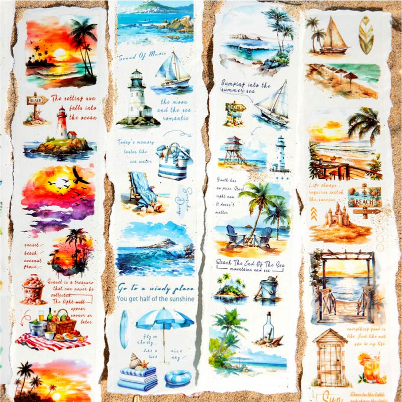 Sea Breeze Series View of Beach PET Rolls Tape Sticker Scrapbooking Supples