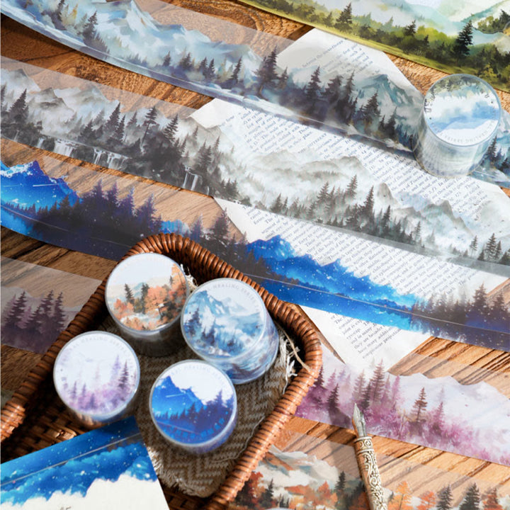 Mountain Scenery Tape Natural Healing Series PET Sticker Scrapbooking Supplies