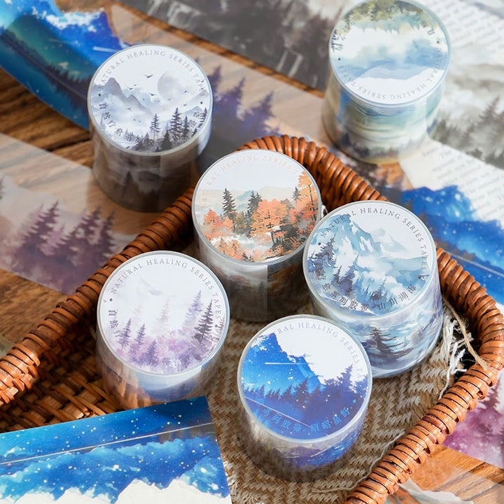 Mountain Scenery Tape Natural Healing Series PET Sticker Scrapbooking Supplies