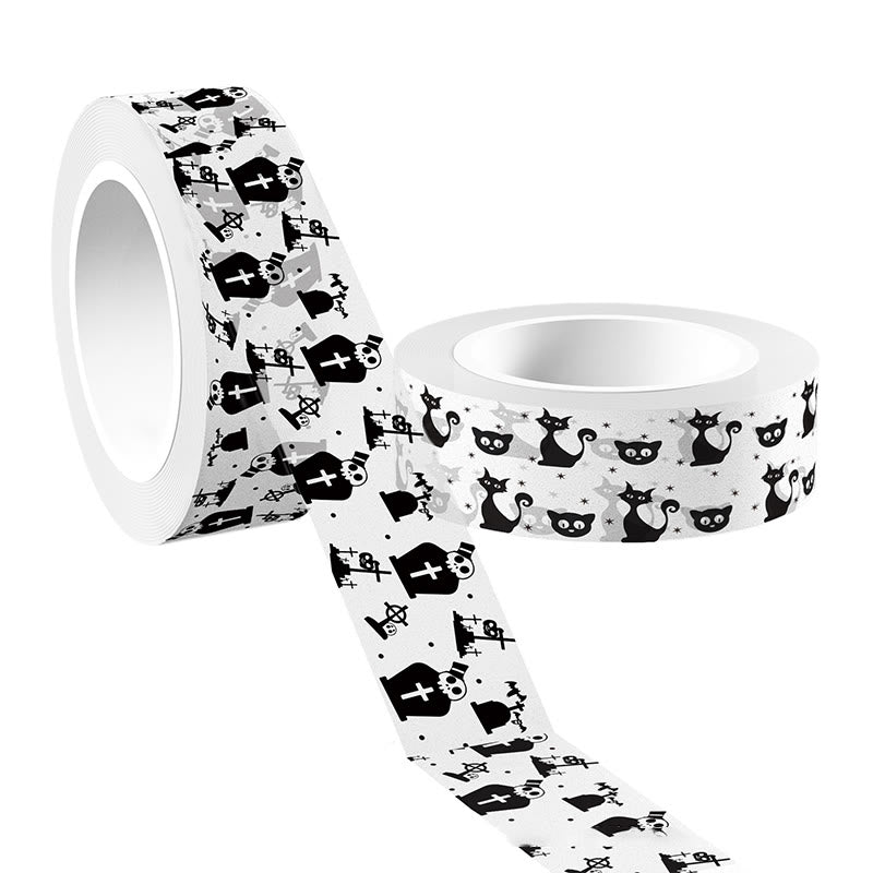 12 Rolls Set Black And White Halloween Bat Decorative Scrapbook Tape Set