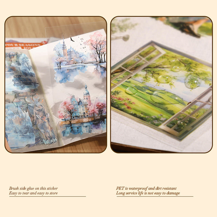 Four Seasons Tour Series Sticker Book For DIY Journal Decor