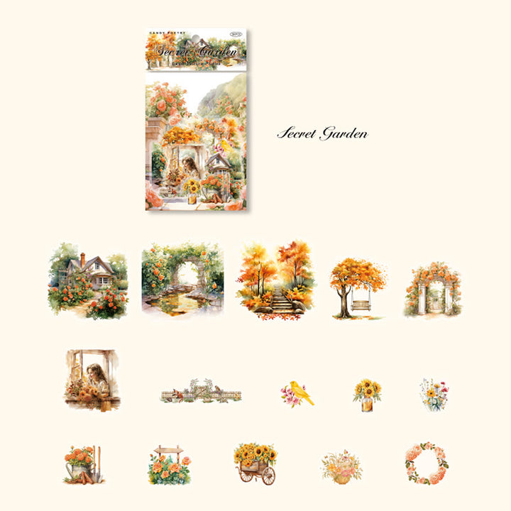 Garden Landscape Book Series Sticker For DIY Journal Decor