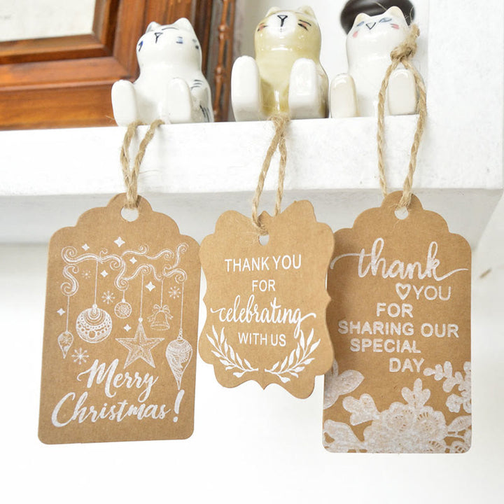 50 Pieces Mini Kraft Paper Gift Tags Christmas Labels Packaging Supplies