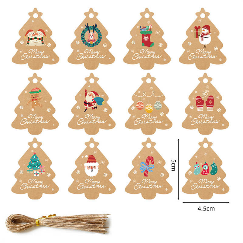 48 Pcs Kraft Paper Christmas Gift Tags Labels with String