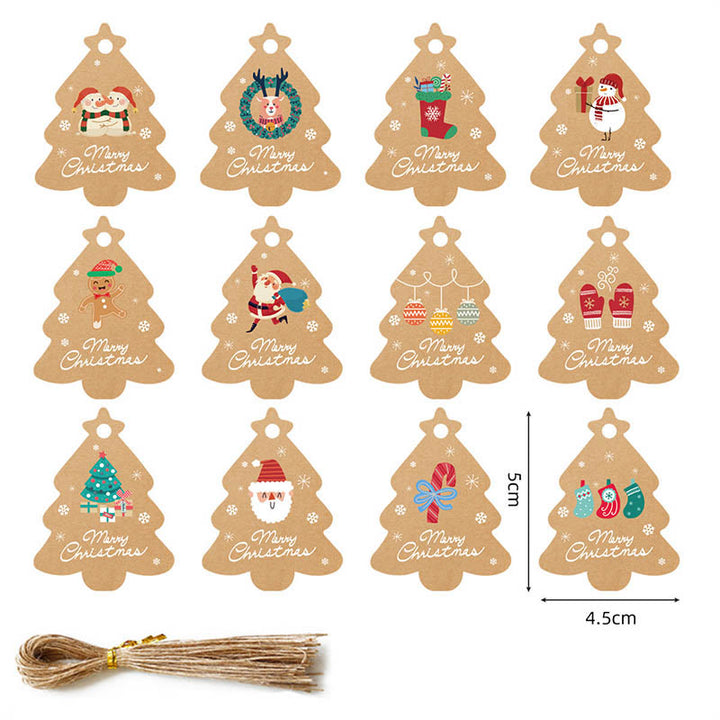 48 Pcs Kraft Paper Christmas Gift Tags Labels with String