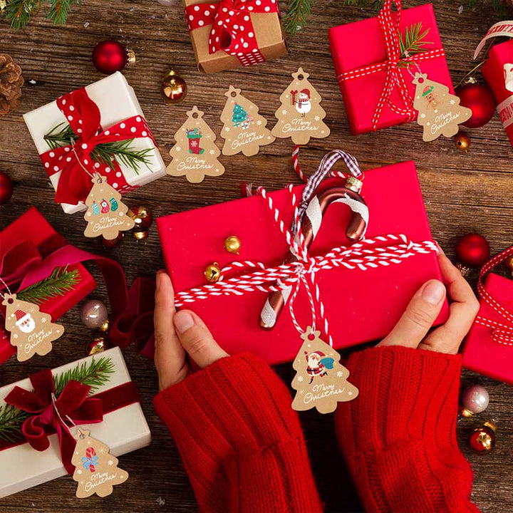 48 Pcs Kraft Paper Christmas Gift Tags Labels with String