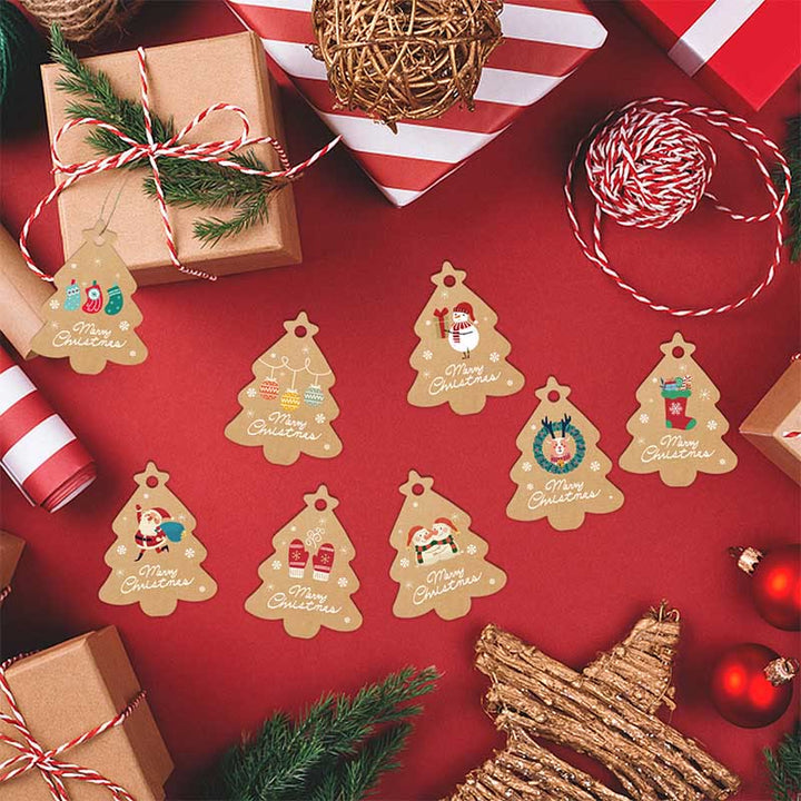 48 Pcs Kraft Paper Christmas Gift Tags Labels with String