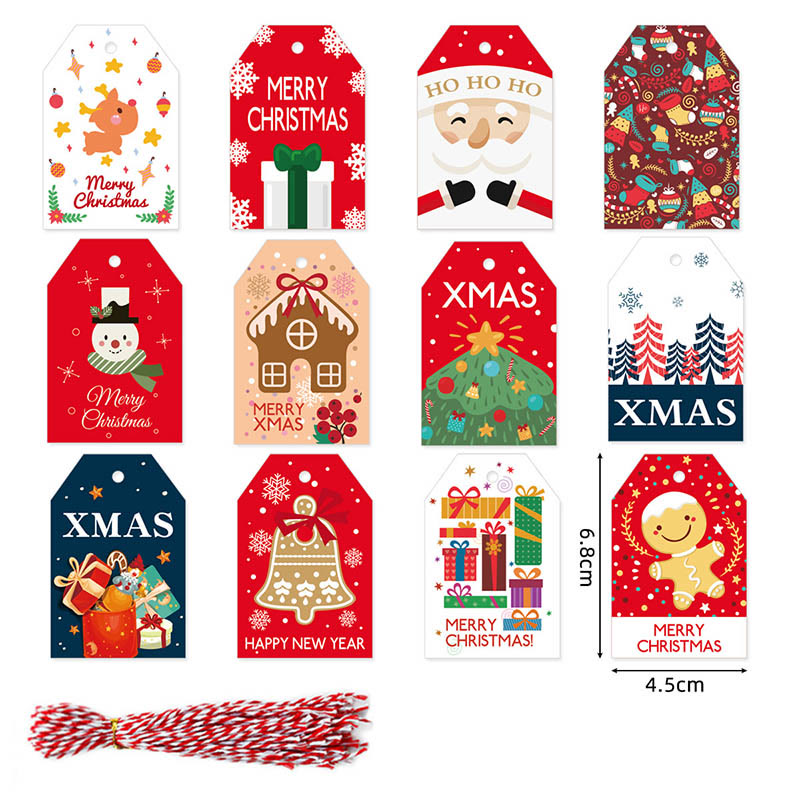 48 Pcs Kraft Paper Christmas Gift Tags Labels with String