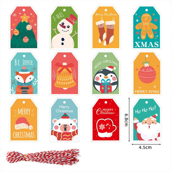 48 Pcs Kraft Paper Christmas Gift Tags Labels with String