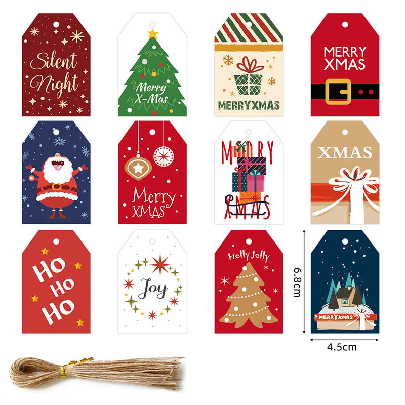 48 Pcs Kraft Paper Christmas Gift Tags Labels with String