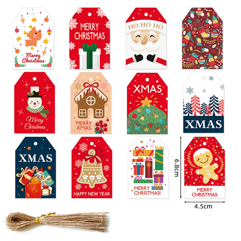 48 Pcs Kraft Paper Christmas Gift Tags Labels with String