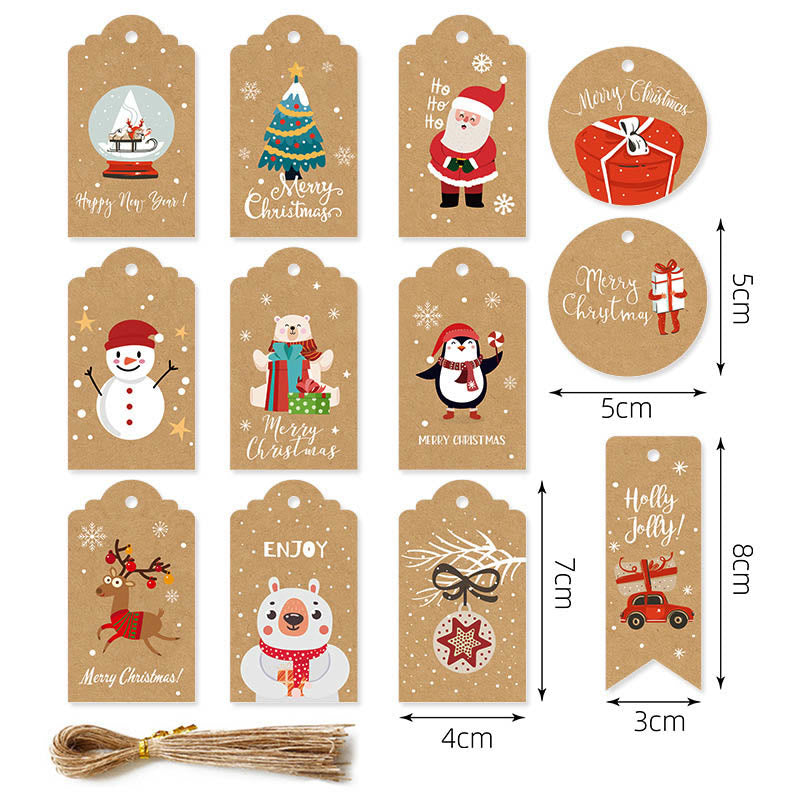 48 Pcs Kraft Paper Christmas Gift Tags Labels with String