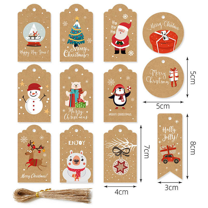 48 Pcs Kraft Paper Christmas Gift Tags Labels with String