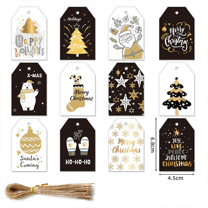 48 Pcs Kraft Paper Christmas Gift Tags Labels with String