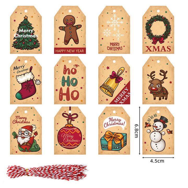 48 Pcs Kraft Paper Christmas Gift Tags Labels with String