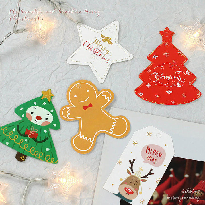 Christmas Gift Tags 100pcs Santa Snowman Shaped Hanging Labels with Hole