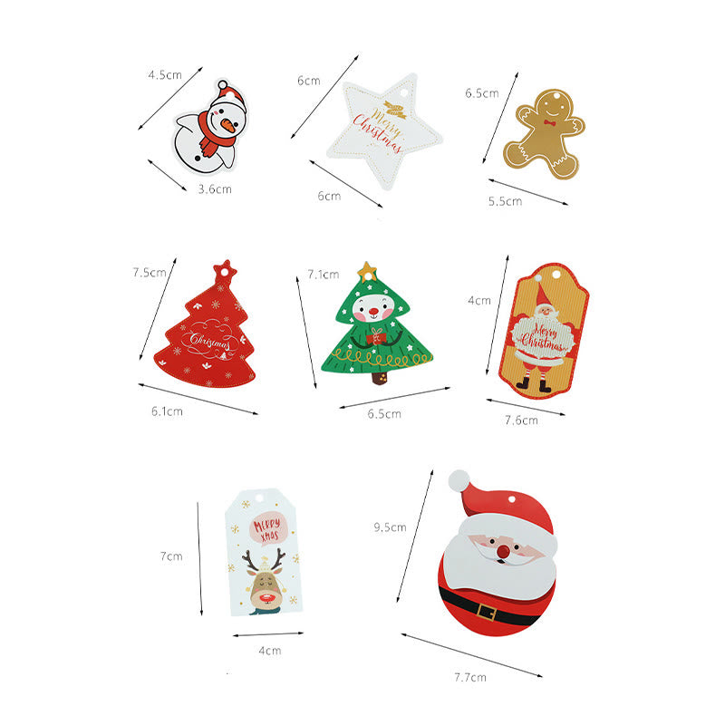 Christmas Gift Tags 100pcs Santa Snowman Shaped Hanging Labels with Hole