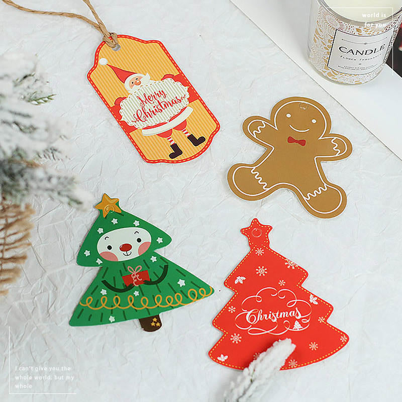 Christmas Gift Tags 100pcs Santa Snowman Shaped Hanging Labels with Hole