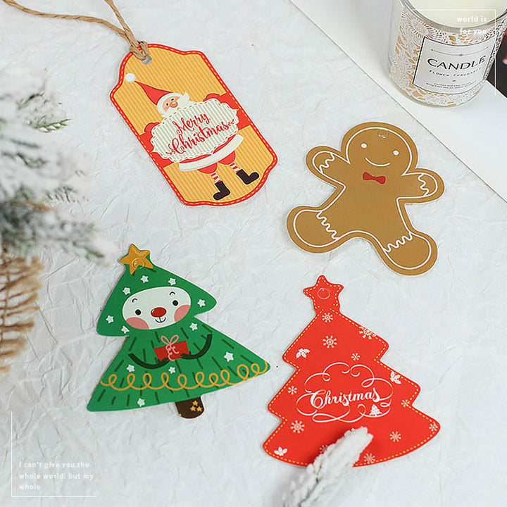 Christmas Gift Tags 100pcs Santa Snowman Shaped Hanging Labels with Hole