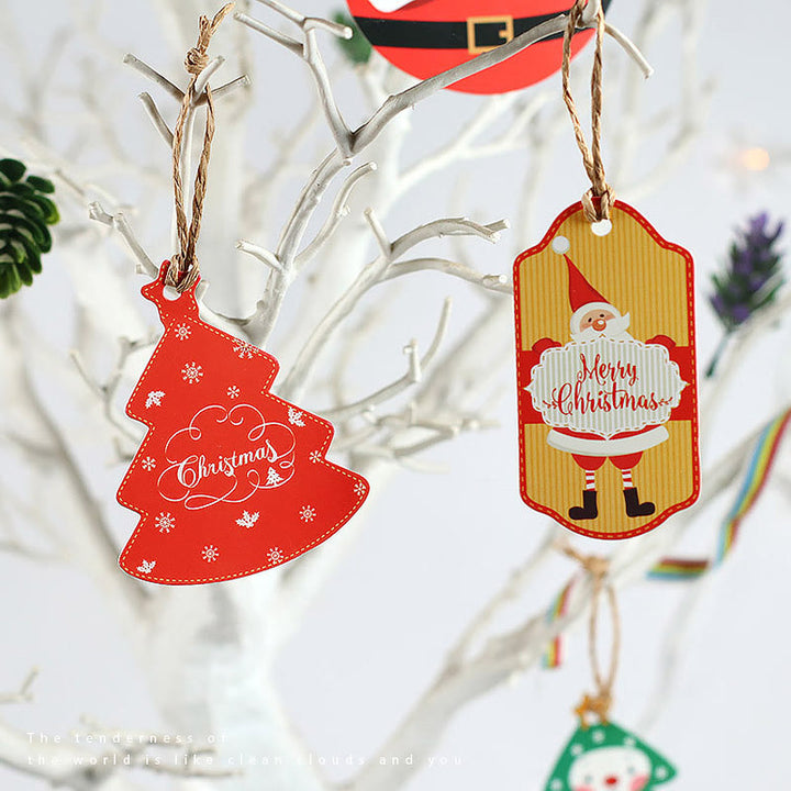 Christmas Gift Tags 100pcs Santa Snowman Shaped Hanging Labels with Hole