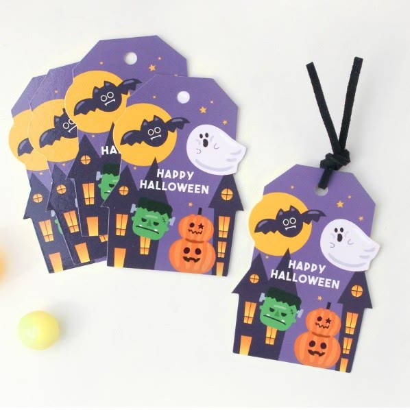 50pcs Halloween Paper Tags Halloween Treat Tags Gift Bag