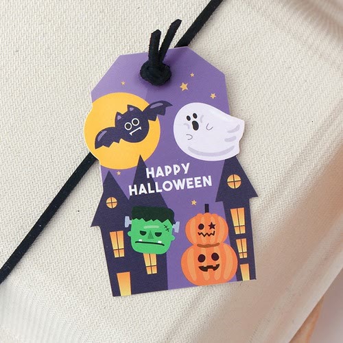 50pcs Halloween Paper Tags Halloween Treat Tags Gift Bag