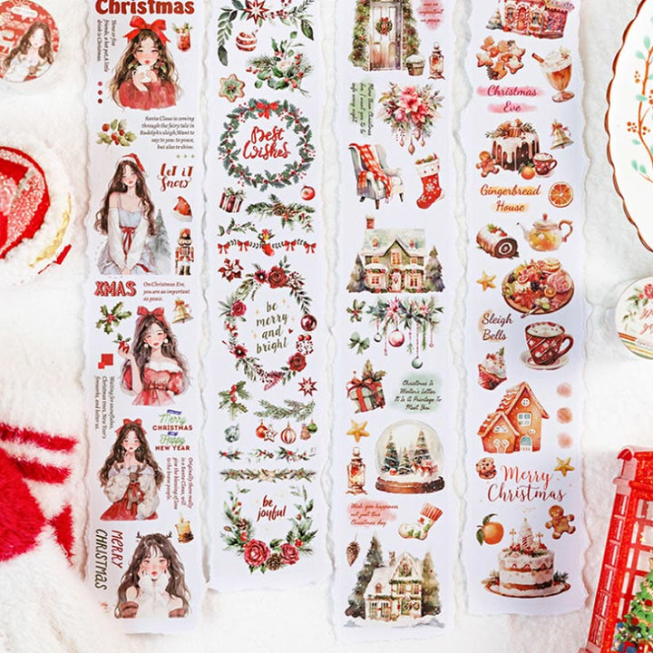 Christmas Theme Matte PET Roll Sticker Tape DIY Scrapbooking Supplies