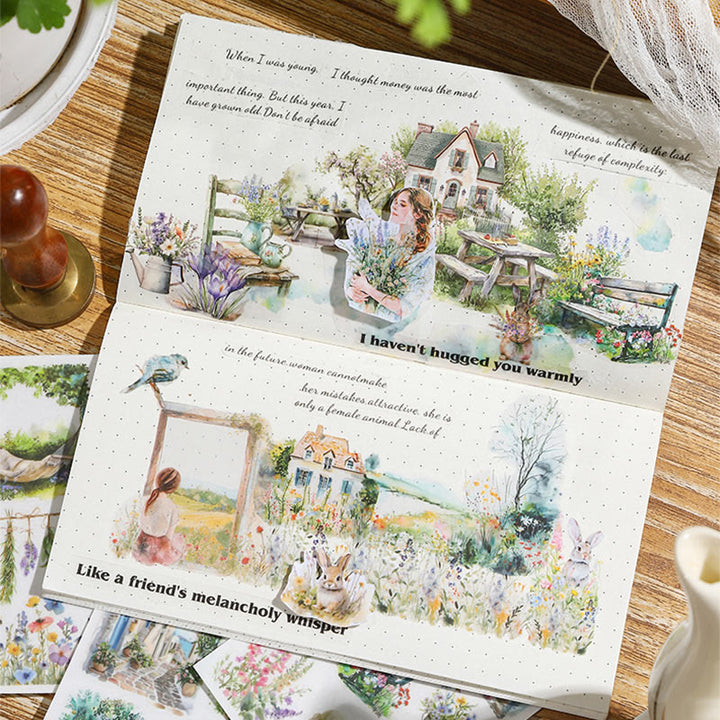 Garden Landscape Theme Rub-on Transfers Sticker Junk Journal Supplies