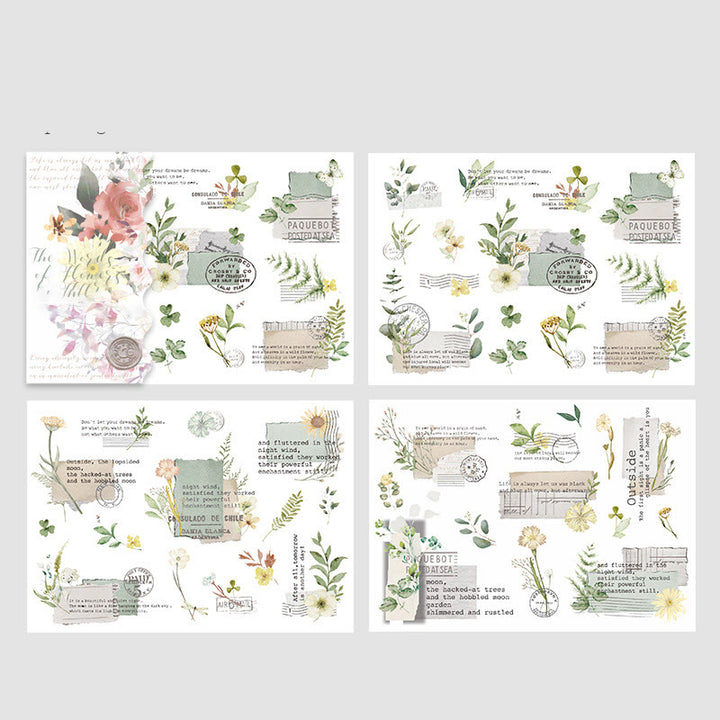 Flower Language Theme Rub On Transfers Sticker 3 Sheets Scrapbooking Supplies