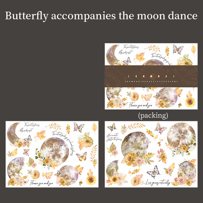 Flower and Moon Phrase Theme DIY Rub-on Transfer Sticker 2 Sheets for Crafts