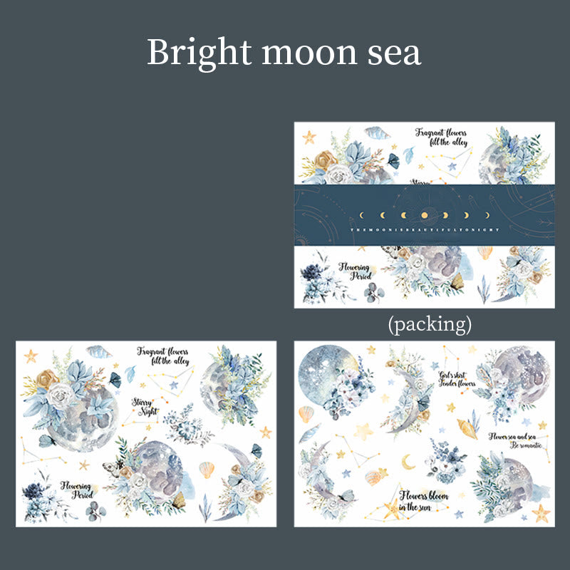 Flower and Moon Phrase Theme DIY Rub-on Transfer Sticker 2 Sheets for Crafts