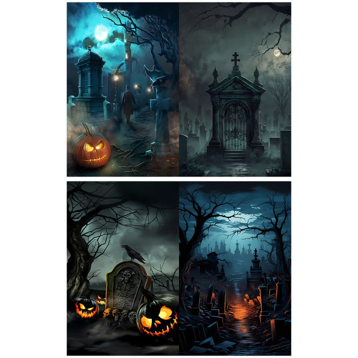 Haunted House Cemetery Series Scrapbook Paper Decorative Journaling Paper