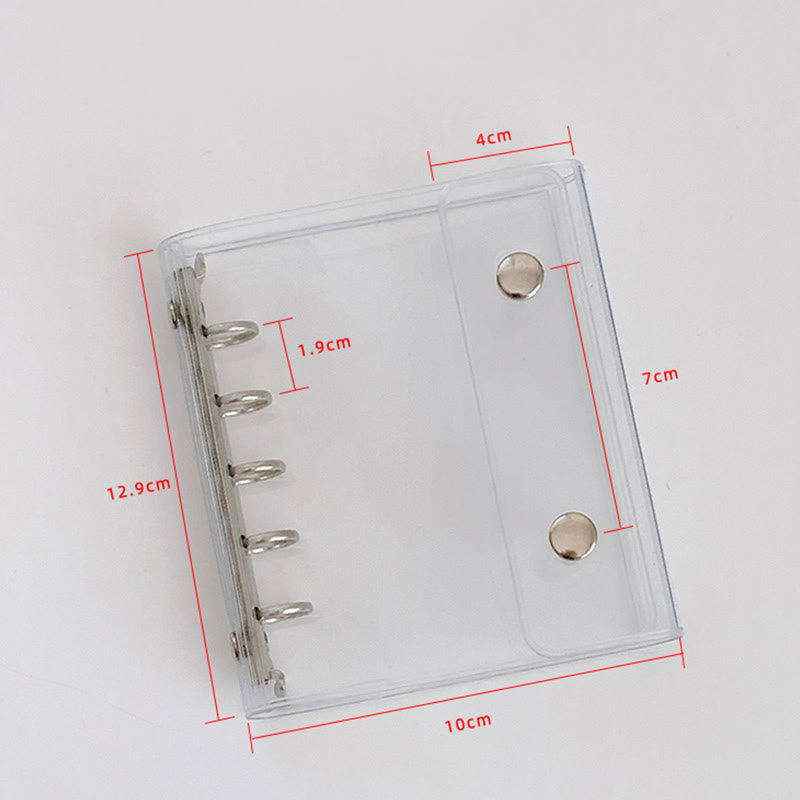 Transparent Miniature Loose Leaf Binder with 5 Ring Refill Pages Notebook