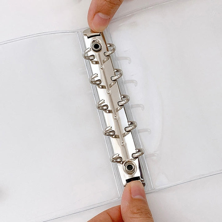 Transparent Miniature Loose Leaf Binder with 5 Ring Refill Pages Notebook