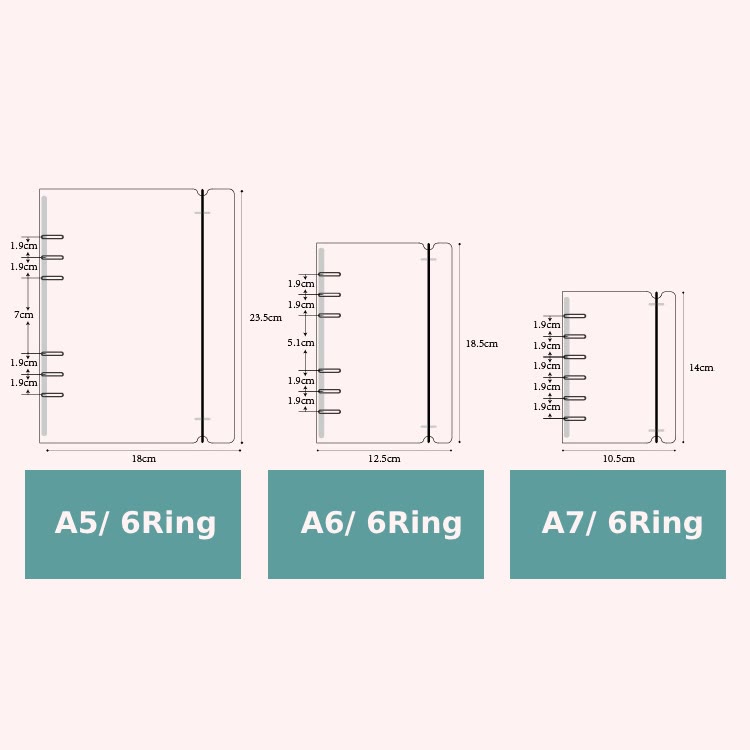 Clear Frosted Loose-Leaf 6-Rings Binder Multi-Size for Storage Scrapbooking