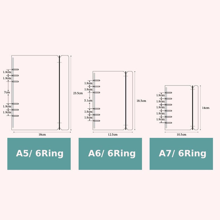 Clear Frosted Loose-Leaf 6-Rings Binder Multi-Size for Storage Scrapbooking