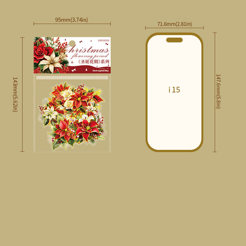 Christmas Blossom Series Stickers For Decorative Journaling Crafts