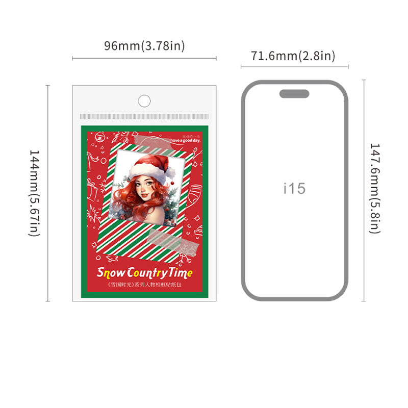 Christmas Polaroid Character Series Stickers For Decorative Journaling Crafts