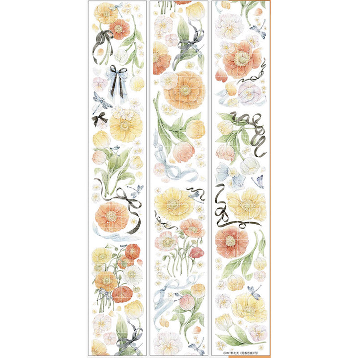 Floral Melodies Washi PET Roll Sticker Tape For Scrapbooking Supplies