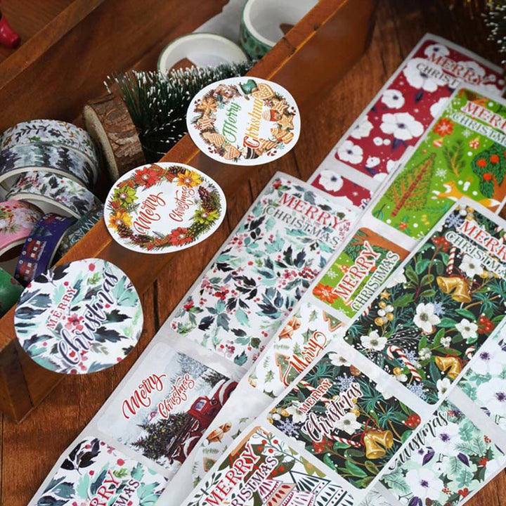 Retro Christmas Series Tape Loop Sticker Set For Journal Crafts