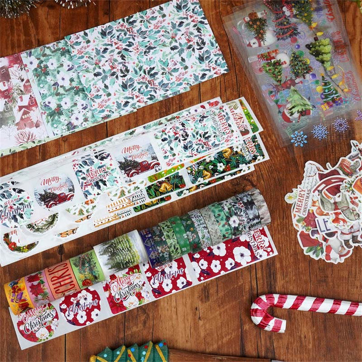 Retro Christmas Series Tape Loop Sticker Set For Journal Crafts