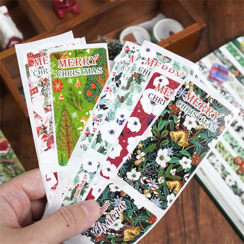 Retro Christmas Series Tape Loop Sticker Set For Journal Crafts